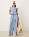 [ASOS DESIGN] ASOS DESIGN double layer jumpsuit with open back in denim blue 12 Denim blue