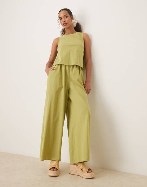 ASOS DESIGN double layer jumpsuit with open back in khaki - view 1