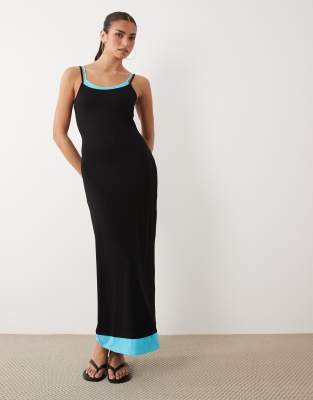Asos Design Double Layer Maxi Dress In Black