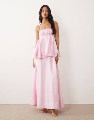 Asos Design Double Layer Maxi Dress In Pink