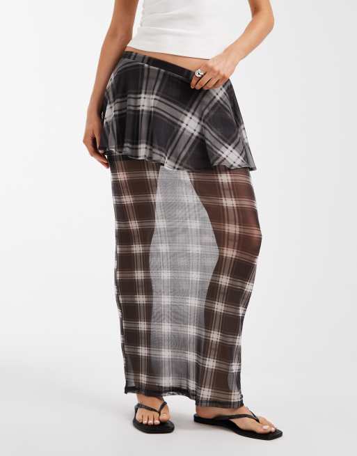 ASOS DESIGN double layer maxi skirt in mesh polka dot print, 2 of 5