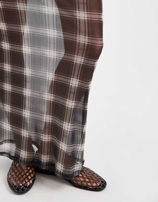 ASOS DESIGN double layer maxi skirt in mesh polka dot print, 4 of 5