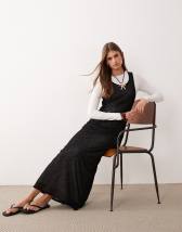 ASOS DESIGN dropped waist maxi dress in black