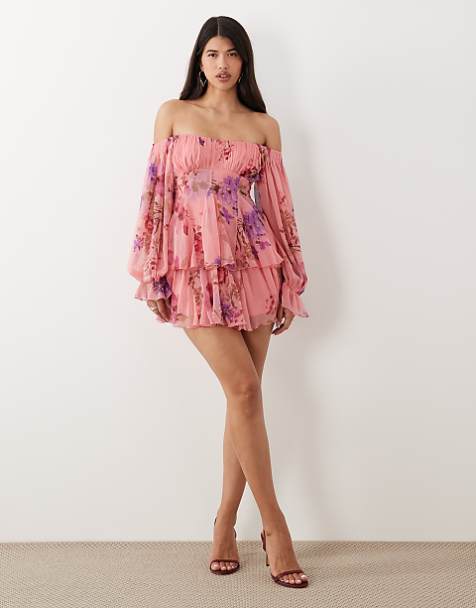 women's light pink off the shoulder dress PinkBlush Maternity Ruched Mesh Foldover Maxi Sheer bodice Shop Pink Off The Shoulder