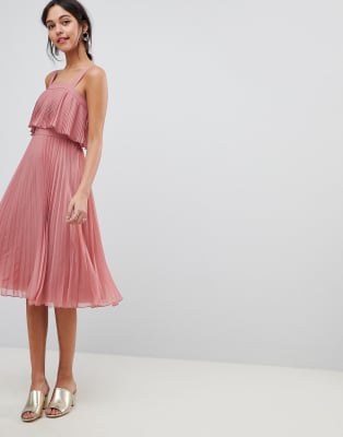pleated midi dress asos