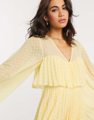 asos yellow pleated dress