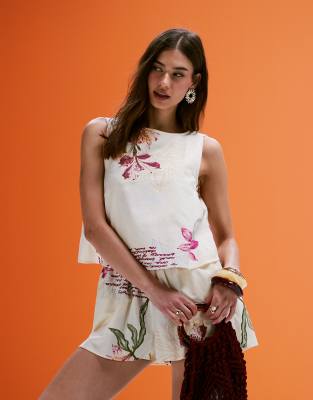 Asos Design Double Layer Romper With Open Back In Multi