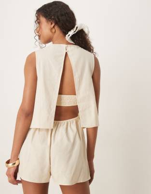 Asos Design Double Layer Romper With Open Back