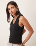 [ASOS DESIGN] ASOS DESIGN double layer scoop neck singlet in black M BLACK