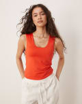 [ASOS DESIGN] ASOS DESIGN double layer scoop neck singlet in red S RED