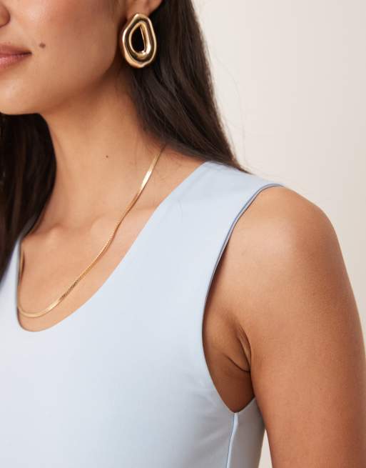 ASOS DESIGN double layer scoop neck vest in baby blue