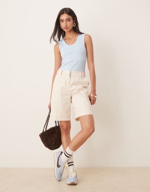 ASOS DESIGN double layer scoop neck vest in baby blue