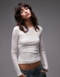 [ASOS DESIGN] ASOS DESIGN double layer sheer top in ivory-White S IVORY