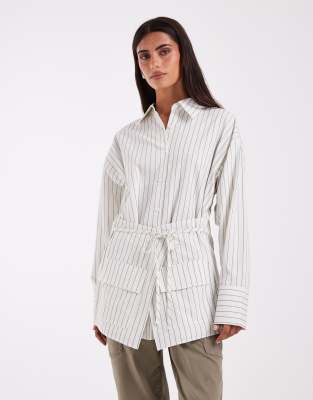 Asos Design Double Layer Shirt Detail In White