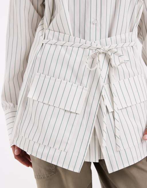 ASOS DESIGN double layer shirt detail in pinstripe, 3 of 4