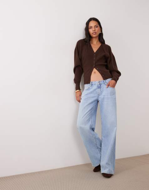 ASOS DESIGN double layer shrug cardi in chocolate - view 1