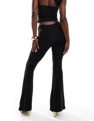 ASOS DESIGN DOUBLE LAYER SLINKY FLARES WITH WAIST TRIM DETAIL 