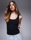 [ASOS DESIGN] ASOS DESIGN double layer square neck tank top in black XS Black