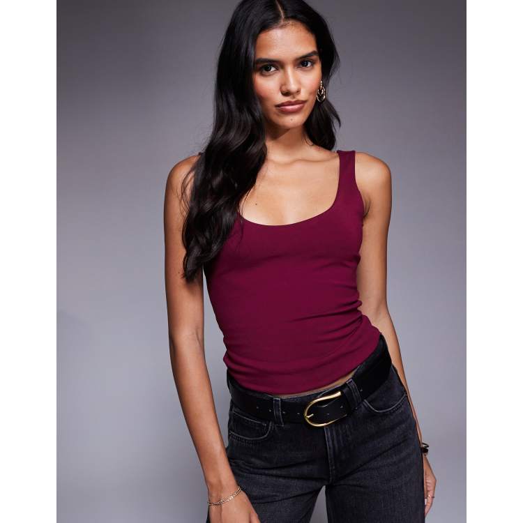 burgundy dress tank top ASOS DESIGN double layer square neck in Color:Terracotta Velvet / Terracotta Burnout Velvet Stars Aligned Gown | 2021-fall-3 hypoallergenic bamboo fabric Pairs