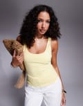 [ASOS DESIGN] ASOS DESIGN double layer square neck tank top in lemon-Yellow XS Buttermilk