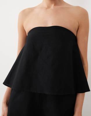 Asos Design Double Layer Strapless Jumpsuit In Black