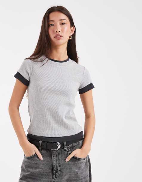 ASOS DESIGN double layer t-shirt in grey - view 1