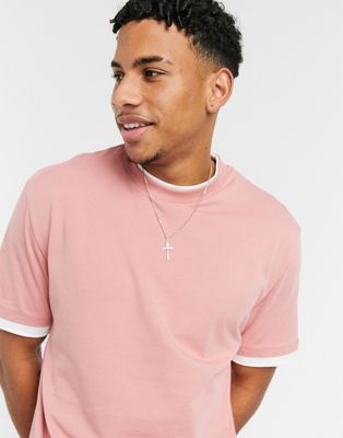 ASOS DESIGN double layer t-shirt in pink | ASOS