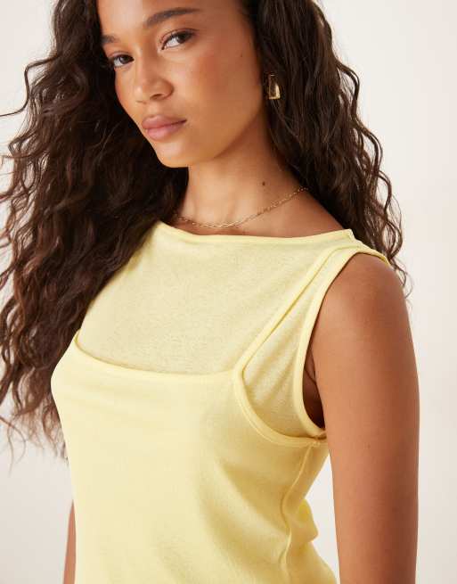ASOS DESIGN double layer tank top in yellow