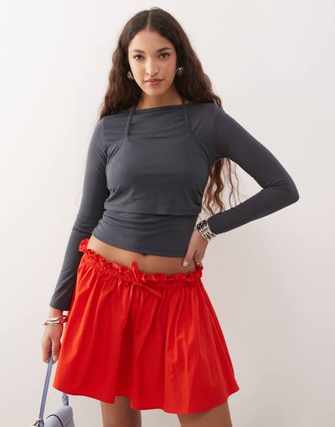 ASOS DESIGN double layer top with ruched halter in charcoal - view 1