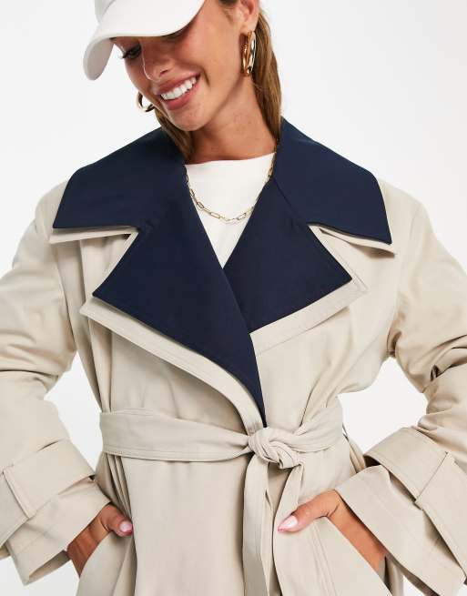 ASOS DESIGN double layer trench coat in navy