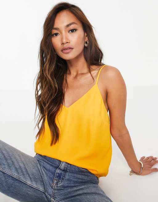 ASOS DESIGN double layer v neck cami in orange, 3 of 4