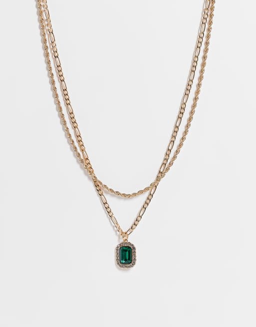 Green stone hotsell chain necklace