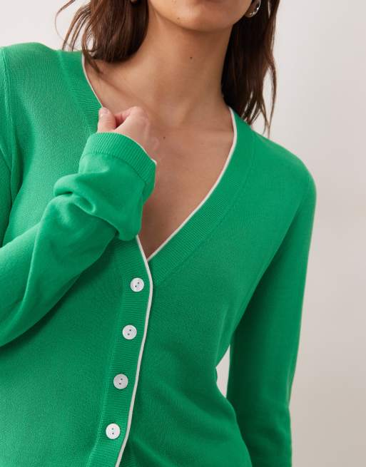 ASOS DESIGN double layered cardigan in green, 2 of 4