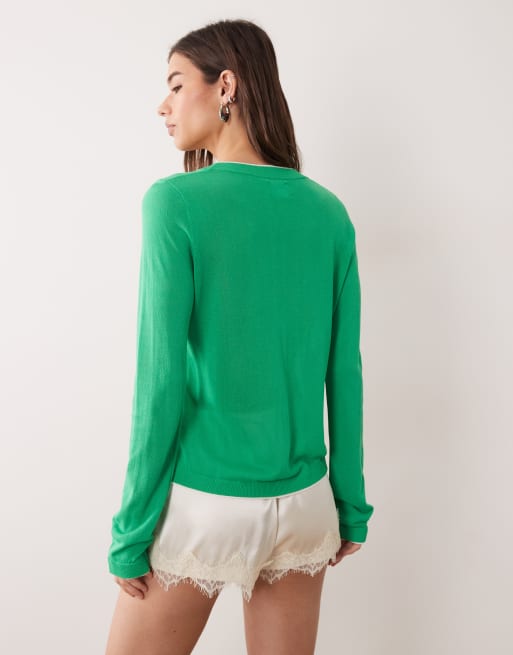 ASOS DESIGN double layered cardigan in green, 3 of 4