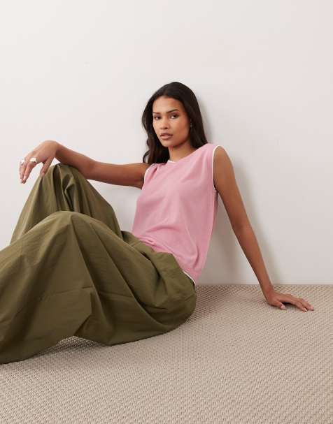 ASOS DESIGN double layered tank top in pink - view 1