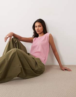Asos Design Double Layered Vest In Pink