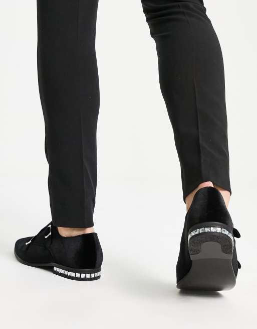 Black velvet sale slip on sneakers