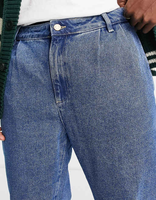 ASOS DESIGN double pleated jeans in light blue, 3 of 4