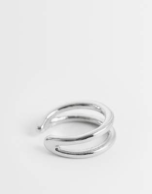 ASOS DESIGN ASOS DESIGN double row ear cuff in silver