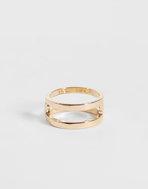 ASOS DESIGN double row ring in gold, 2 of 3