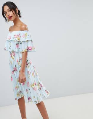 bardot midi summer dress