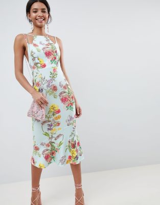 asos design midi dress with cami straps