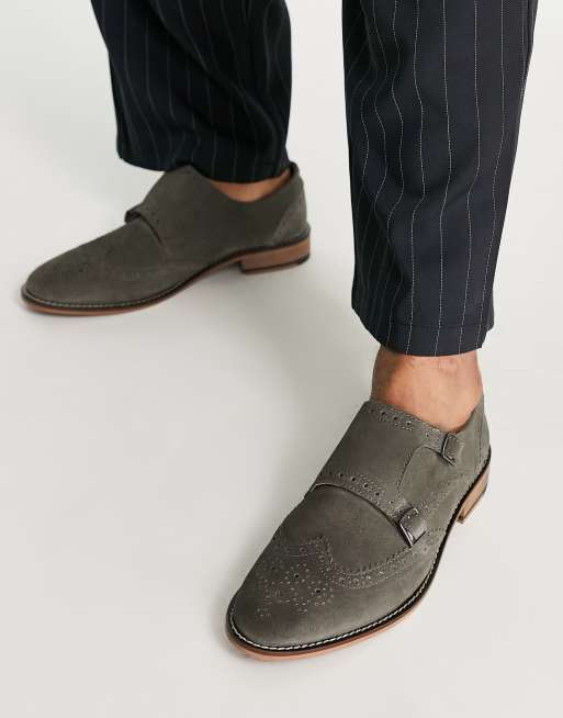 Grey double 2024 monk strap shoes