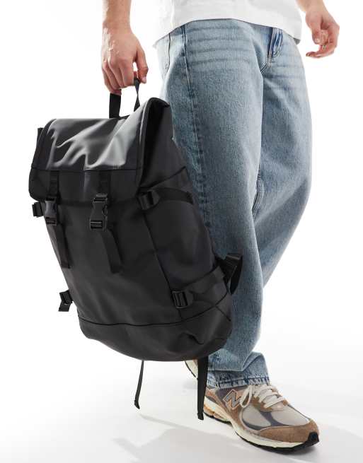 Asos design zip over canvas backpack with double handle hotsell