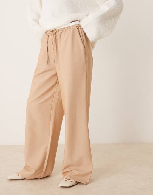 ASOS DESIGN double waistband pants in camel