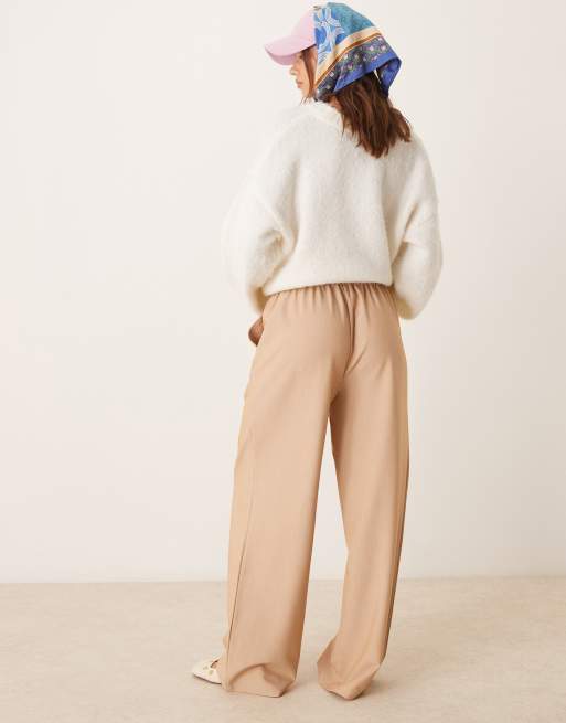 ASOS DESIGN double waistband pants in camel