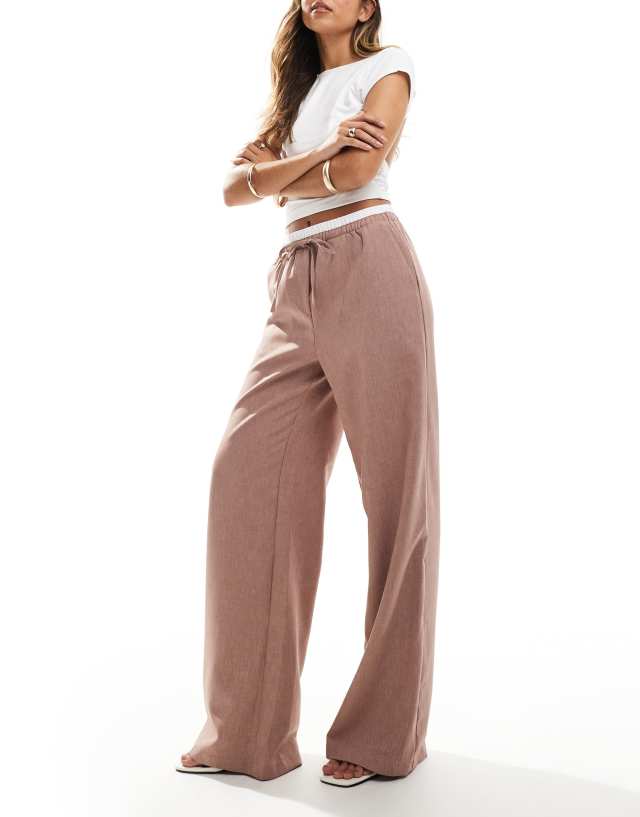 ASOS DESIGN - double waistband tailored trouser in mink