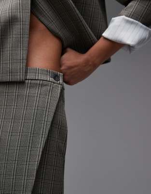 Asos Design Double Waistband Tailored Wrap Skirt In Gray