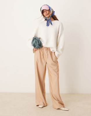 ASOS DESIGN ASOS DESIGN double waistband trousers in camel-Brown