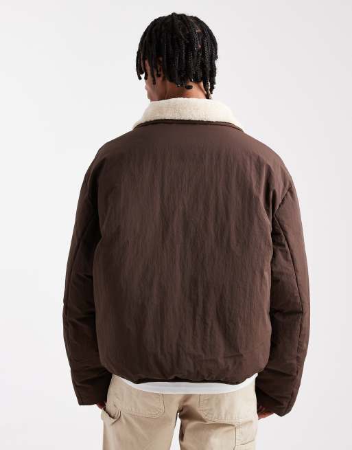 ASOS DESIGN - Doudoune à doublure en en imitation peau de mouton - Marron, 3 de 5